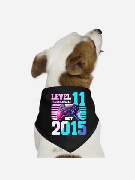 11. Geburtstag Gaming Gamer - Hunde-Bandana - Schwarz - Vorne