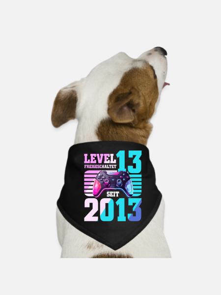 13. Geburtstag Gaming Gamer - Hunde-Bandana - Schwarz - Vorne