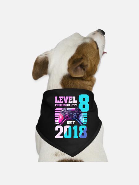 8. Geburtstag Junge Mädchen 2018 Gaming Level 8 - Hunde-Bandana - Schwarz - Vorne