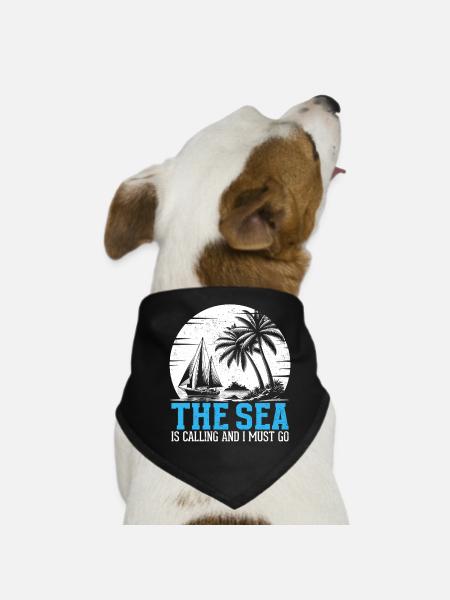 The Sea Is Calling And I Must Go Captain Sail Sail - Hunde-Bandana - Schwarz - Vorne