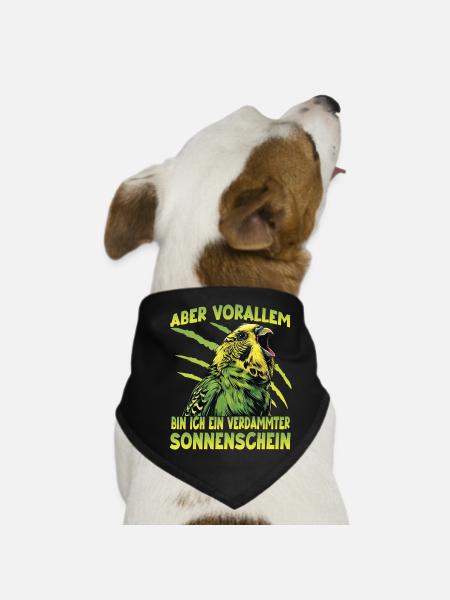 Wellensittich Budgie Grassittich Vogelhalter Humor - Hunde-Bandana - Schwarz - Vorne