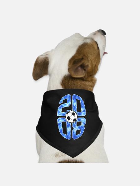 18 YEARS BORN 2008 FOOTBALL 18TH BIRTHDAY - Dog Bandana - black - Front