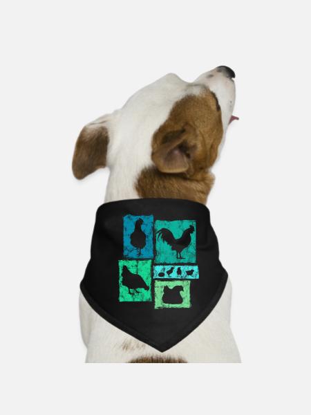 Hühner Retro Grafik für Landwirt und Bauernhof - Hunde-Bandana - Schwarz - Vorne