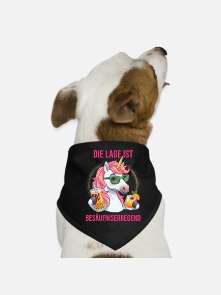 Die Lage ist besäufniserregend lustiger Einhorn - Hunde-Bandana - Schwarz - Vorne