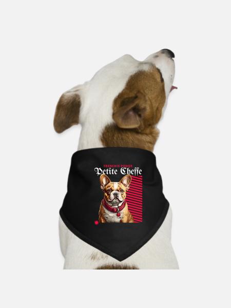 Petite Cheffe Frenchie Power - Hunde-Bandana - Schwarz - Vorne