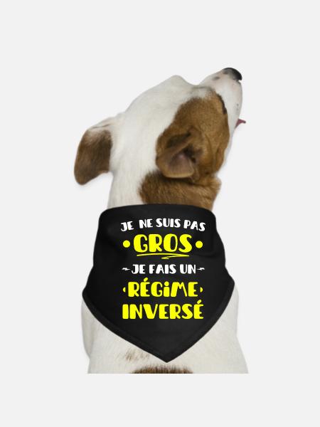 Je ne Suis pas Gros je fais un Régime Inversé - Bandana pour chien - noir - Devant
