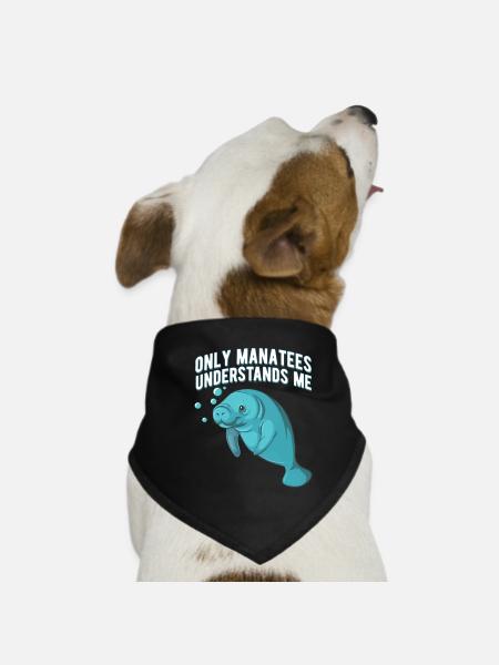 Only Manatees understands me Süße Ozean Seekuh - Hunde-Bandana - Schwarz - Vorne