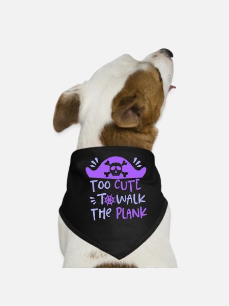 Zu Süß, Um Mit Der Planke Zu Gehen, Mädchenpirat - Hunde-Bandana - Schwarz - Vorne