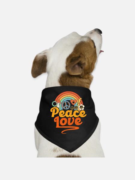Friedensliebe Hippie - Hunde-Bandana - Schwarz - Vorne