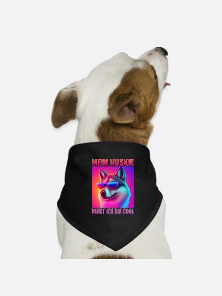 Hunde Spruch Huskie Design für Hundeliebhaber - Hunde-Bandana - Schwarz - Vorne