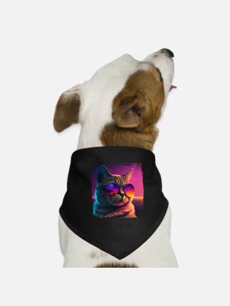 Cat Lovers Cool Cat Design Cat Mama - Dog Bandana - black - Front