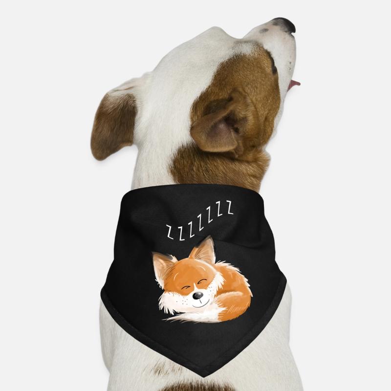 Fox sleeping - dream - dreams - foxes - Dog Bandana - black