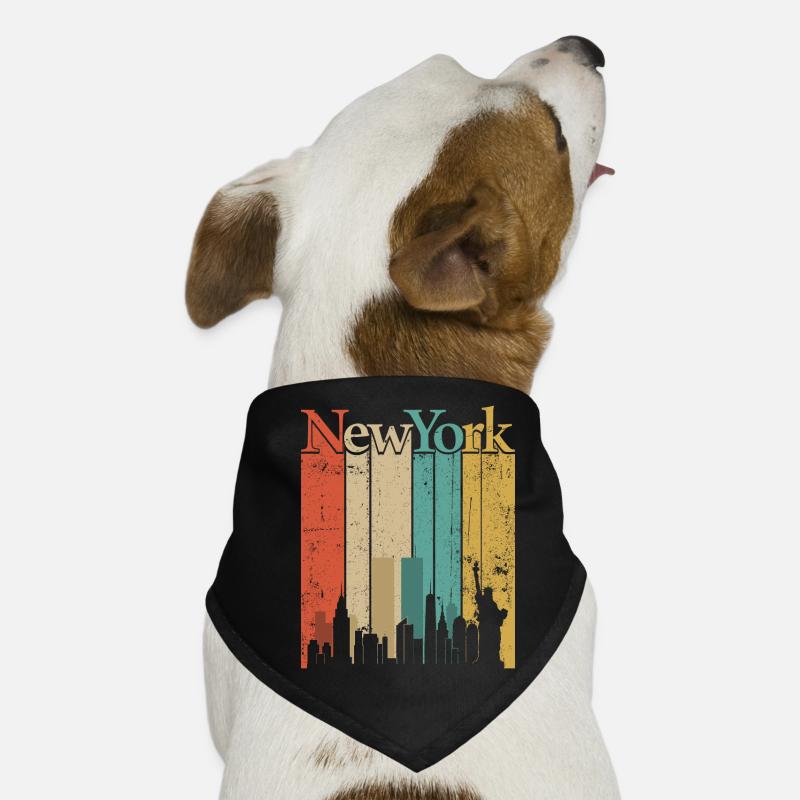 Rayures rétro New York Skyline Bandana pour chien