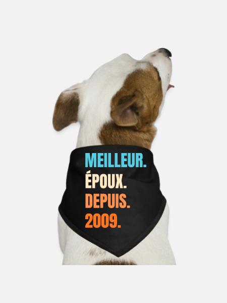 Meilleur Époux Depuis 2009 Cadeau Mari - Bandana pour chien - noir - Devant
