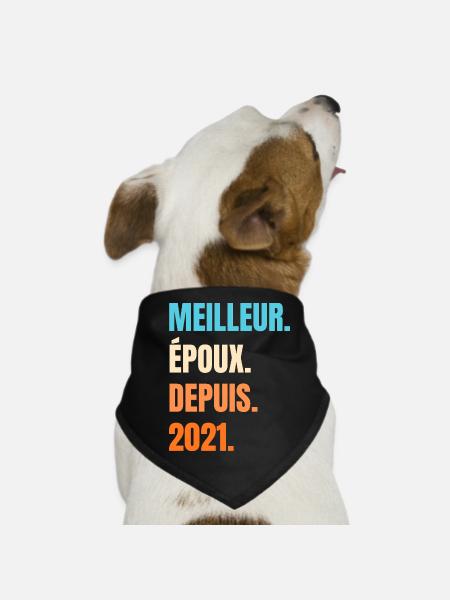 Meilleur Époux Depuis 2021 Cadeau Mari - Bandana pour chien - noir - Devant