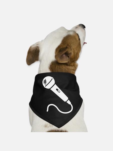 Mikrofon Karaoke Musiker Sänger Mikrophon Singen - Hunde-Bandana - Schwarz - Vorne