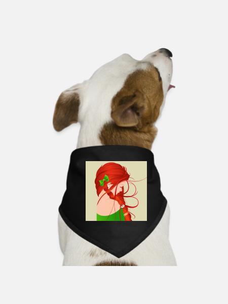 Rothaarige Frau Mädchen - Hunde-Bandana - Schwarz - Vorne