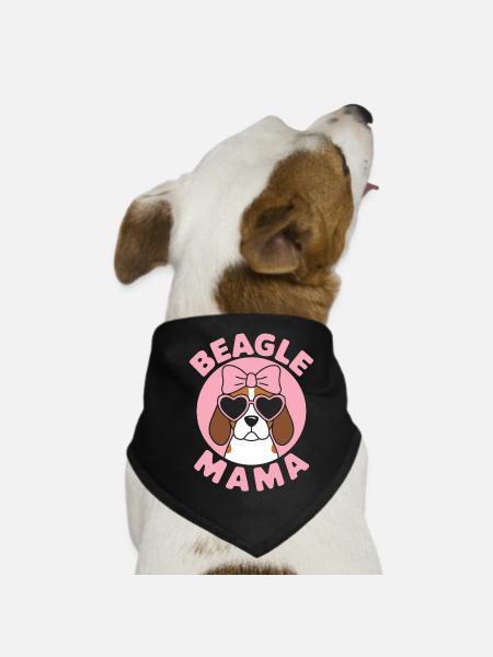 Beagle Mama Hund Mutter Lustiges Beagle Geschenk - Hunde-Bandana - Schwarz - Vorne
