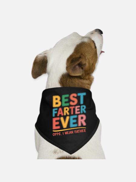 Fart Saying Farting Dad Pups Funny Fart Gift - Dog Bandana - black - Front