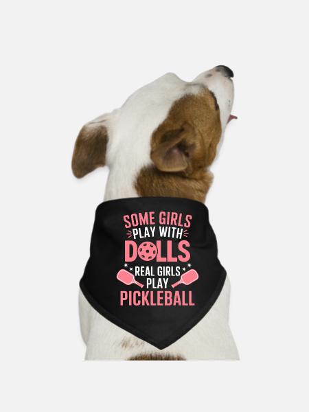 Pickleball Saying Girl Joke Pickleball Gift - Dog Bandana - black - Front