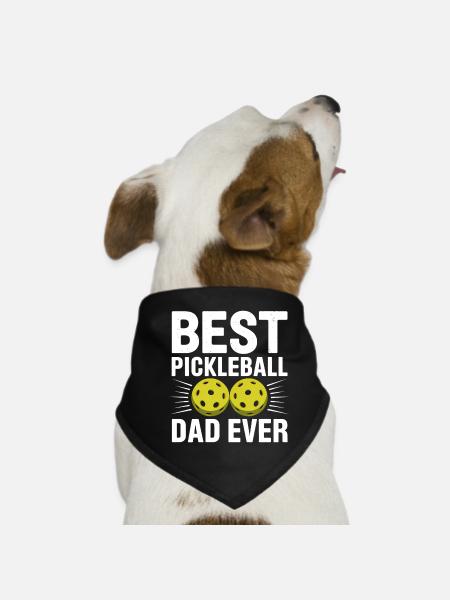 Pickleball Saying Dad Funny Pickleball Gift - Dog Bandana - black - Front