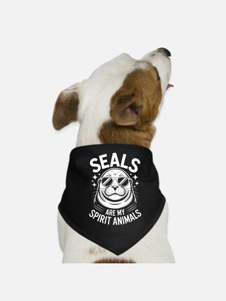 Seal Saying Seal Funny Seal Gift - Dog Bandana - black - Front