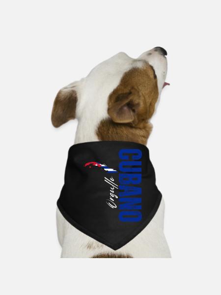 Cuban pride, vertical design - Dog Bandana - black - Front
