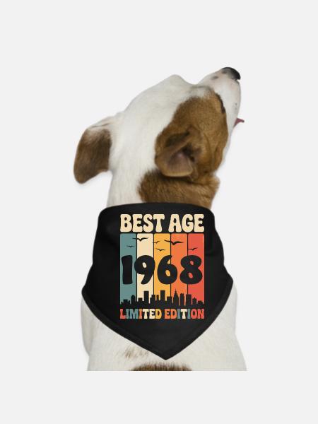 1968 Retro Birthday 1968 Vintage 1968 - Dog Bandana - black - Front