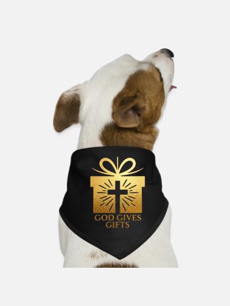 God Gives Gifts - gold - Dog Bandana - black - Front