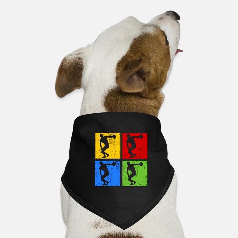 Discus jetant des discus pop art silhouette rétro Bandana pour chien
