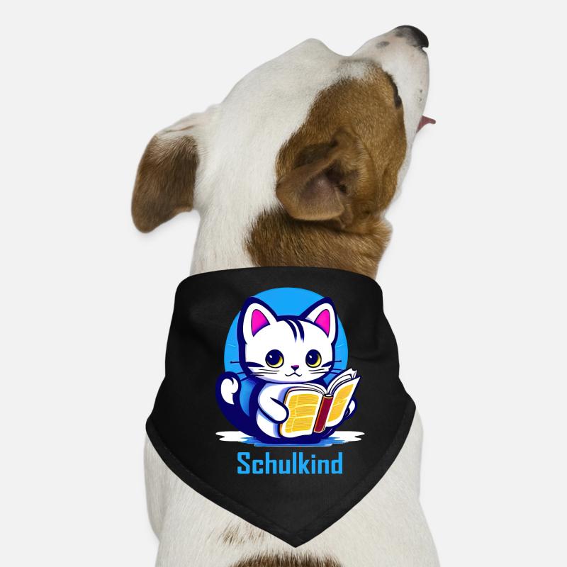 Schulkind Katze mit Buch Hunde-Bandana