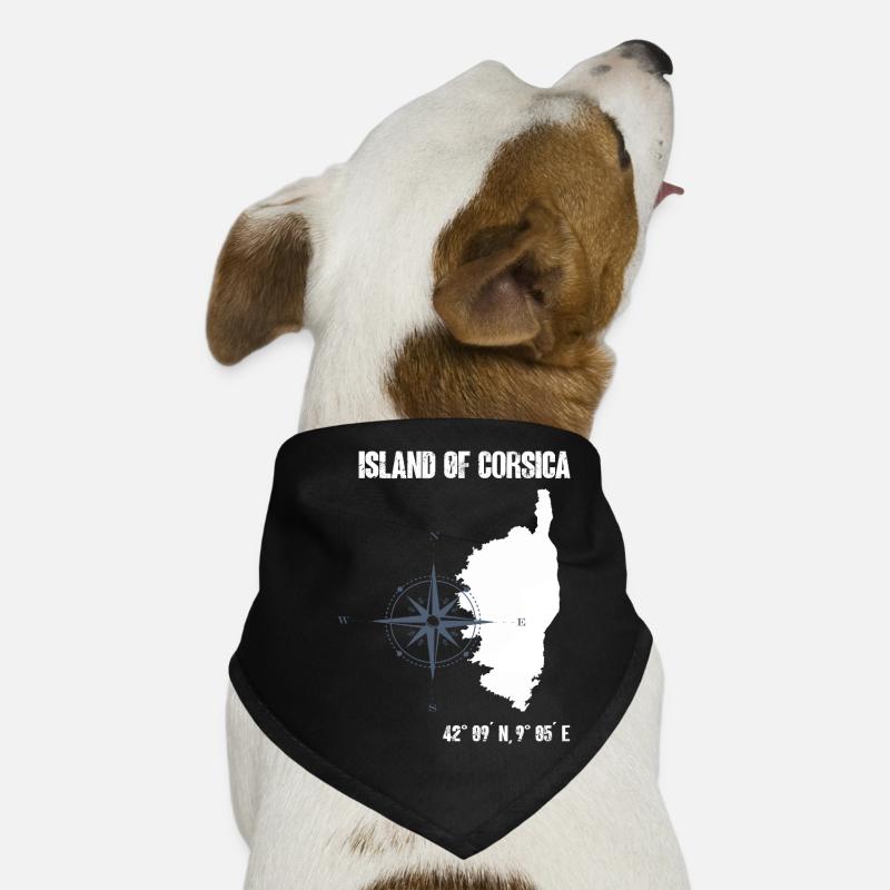 Corsica outline with coordinates compass Dog Bandana