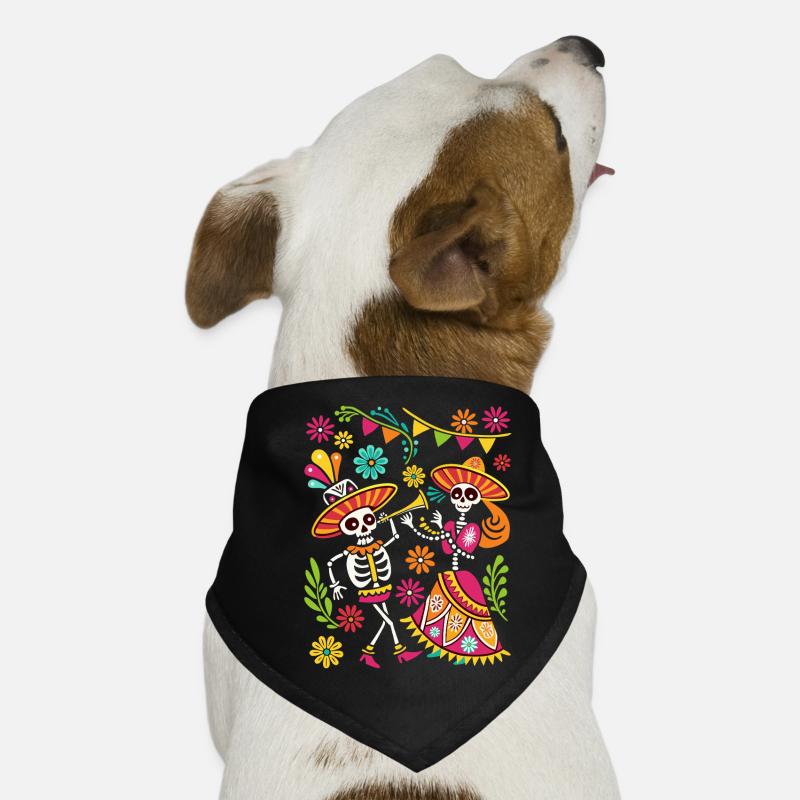 Mexican Skull Sugar Skull Dia de Muertos Dog Bandana