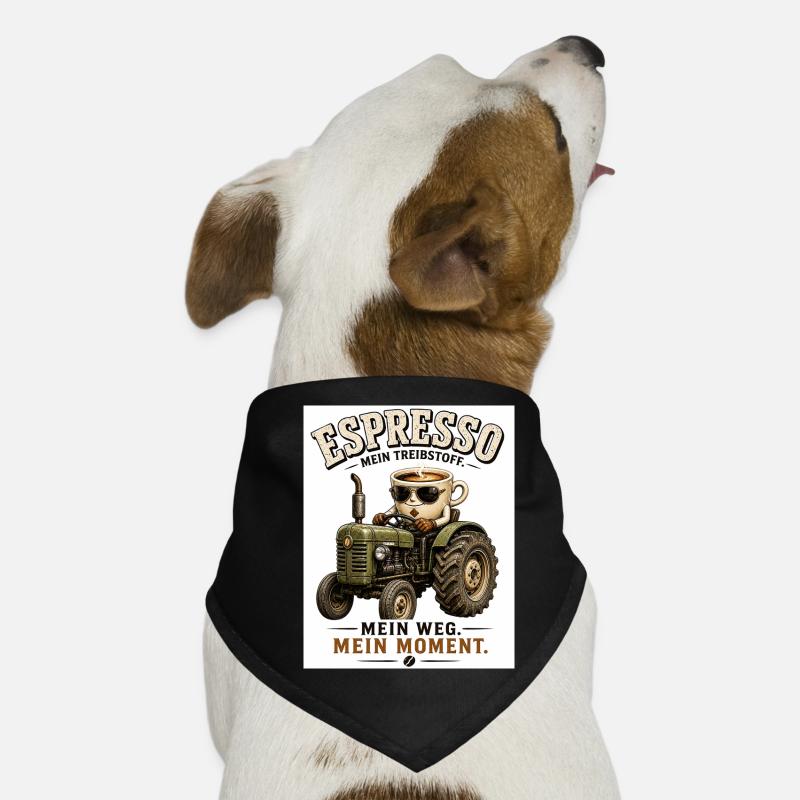 Espresso Treibstoff auf dem Traktor - Hunde-Bandana - Schwarz