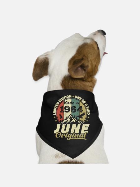 June 1964 Birthday Gift June 1964 June 1964 - Dog Bandana - black - Front