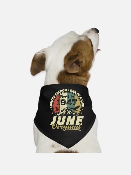 June 1947 Birthday Gift June 1947 June 1947 - Dog Bandana - black - Front