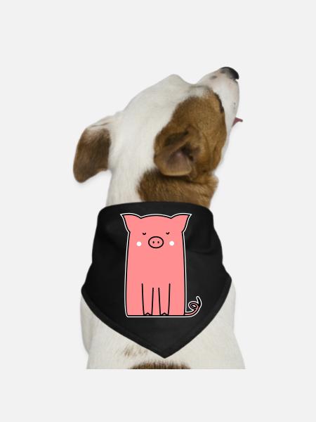 cochon rose porcelet truie animal mignon - Bandana pour chien - noir - Devant