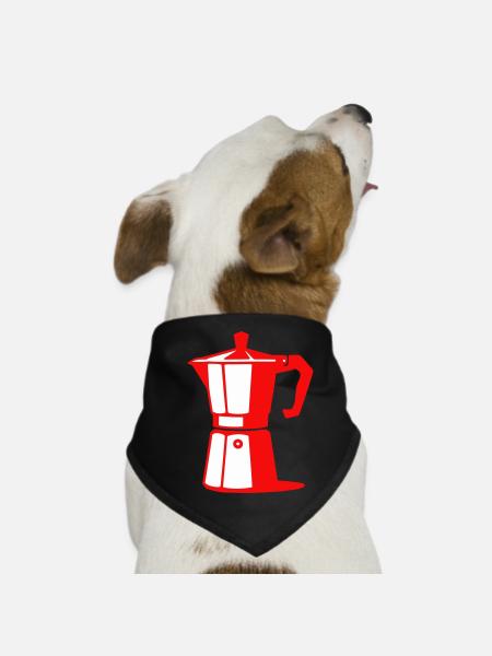 Coffee Pot Illustration for Cafe Lovers - Dog Bandana - black - Front
