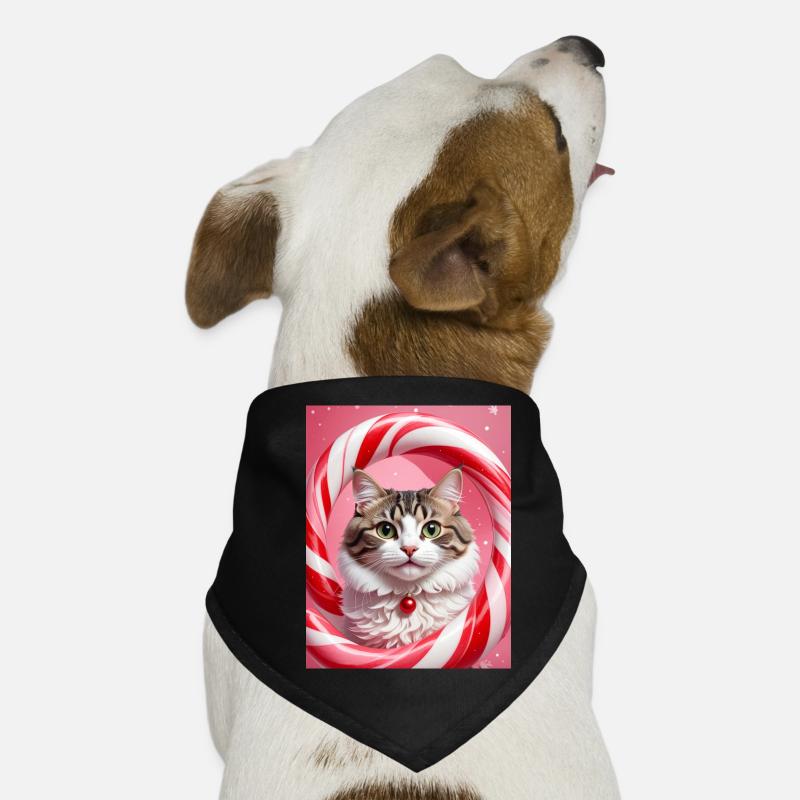 Weihnachtskatze im Süßigkeiten-Ring-Design Hunde-Bandana