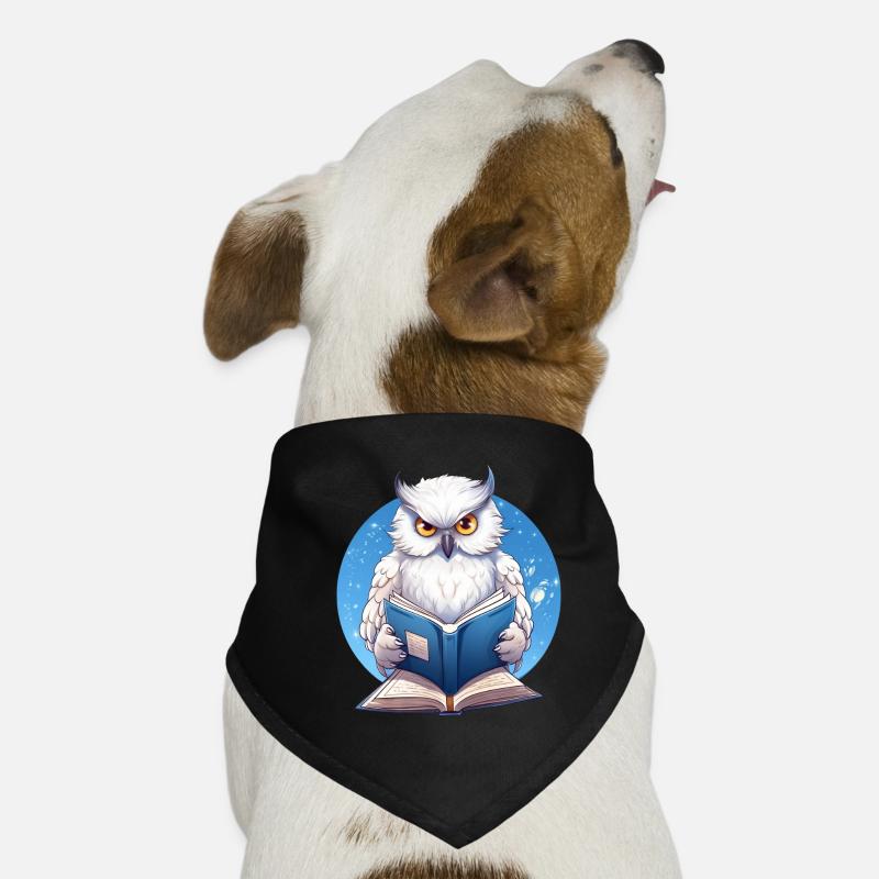 Weise Eule mit Buch - Lesendes Design Hunde-Bandana