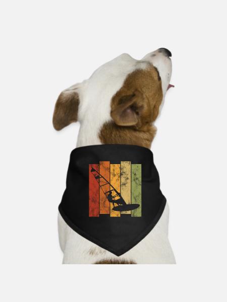 Windsurfing Surfing Retro Windsurfer Windsurfing - Dog Bandana - black - Front