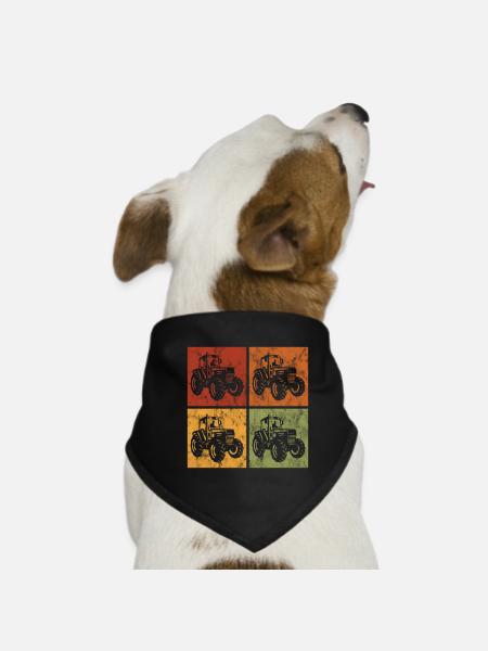 Tractor Tractor Farmer Tractors Retro Farm - Dog Bandana - black - Front
