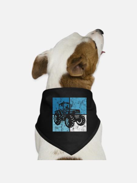 Tractors Tractors Farmer Tractor Retro Farm - Dog Bandana - black - Front
