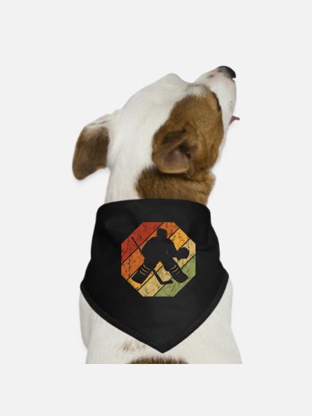 Hockey sur glace Hockey sur glace Patins rétro Puck Ice - Bandana pour chien - noir - Devant