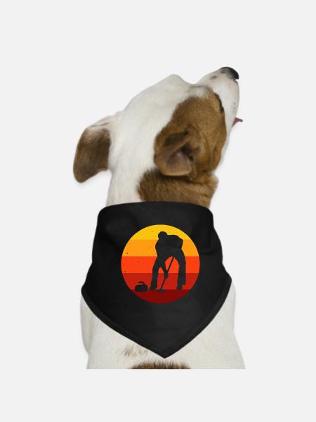 Eis Curling Curler Eisstockschießen Retro Geschenk - Hunde-Bandana - Schwarz - Vorne