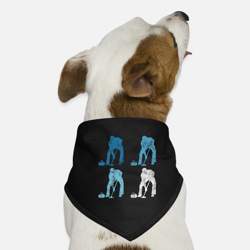 Eis Curling Curler Eisstockschießen Retro Geschenk Hunde-Bandana