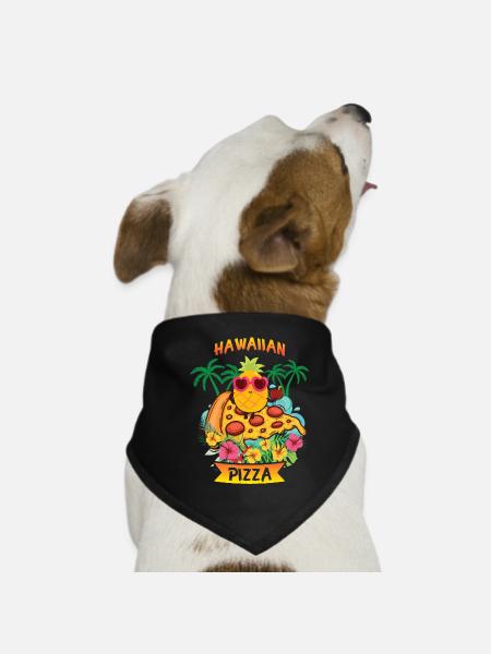 Pineapple Pizza Hawaiian Pizza Pineapple On Pizza - Hunde-Bandana - Schwarz - Vorne