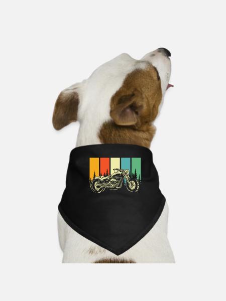 Motorrad Biker Motorbike - Hunde-Bandana - Schwarz - Vorne