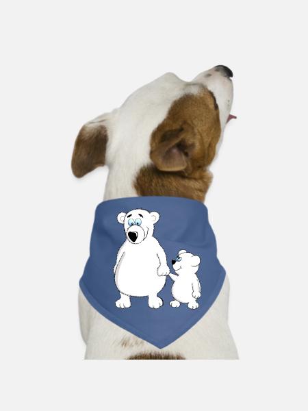 Drolly baby bear with dad or mom - Dog Bandana - red - Front