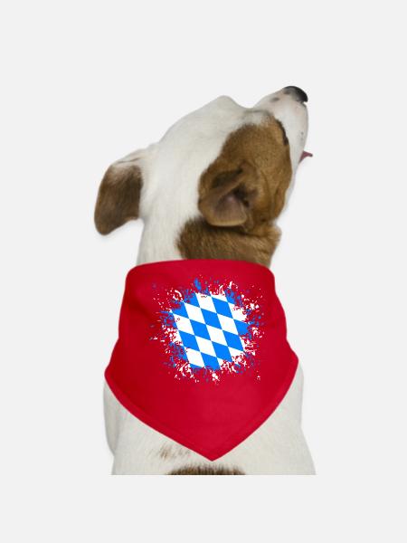 Bayern Flagge München Klecks Fleck Tropfen Ulm - Hunde-Bandana - Rot - Vorne